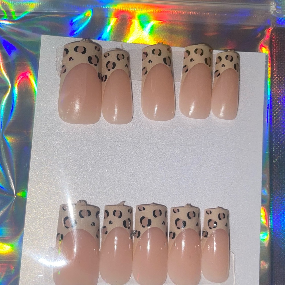 Nude Leopard French Tip Press-On Nails